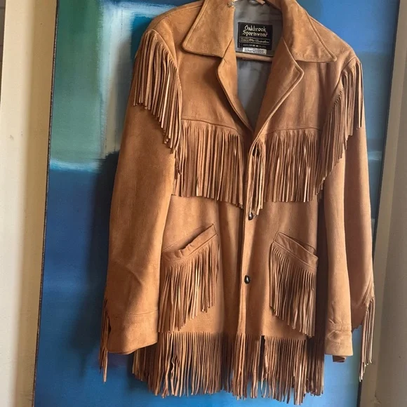 Vintage Women's Tan Suede Fringe Leather Jacket - Picture 6 of 12